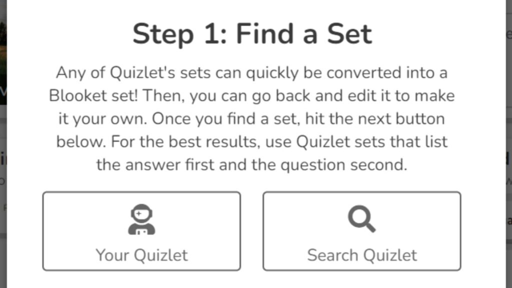 Importing Quizlet Sets in Blooket 2